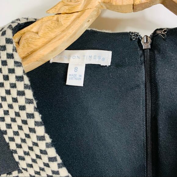 Jersey 3/4 Sleeve Colorblock Dress Sz 8 Black Tan - Picture 7 of 8